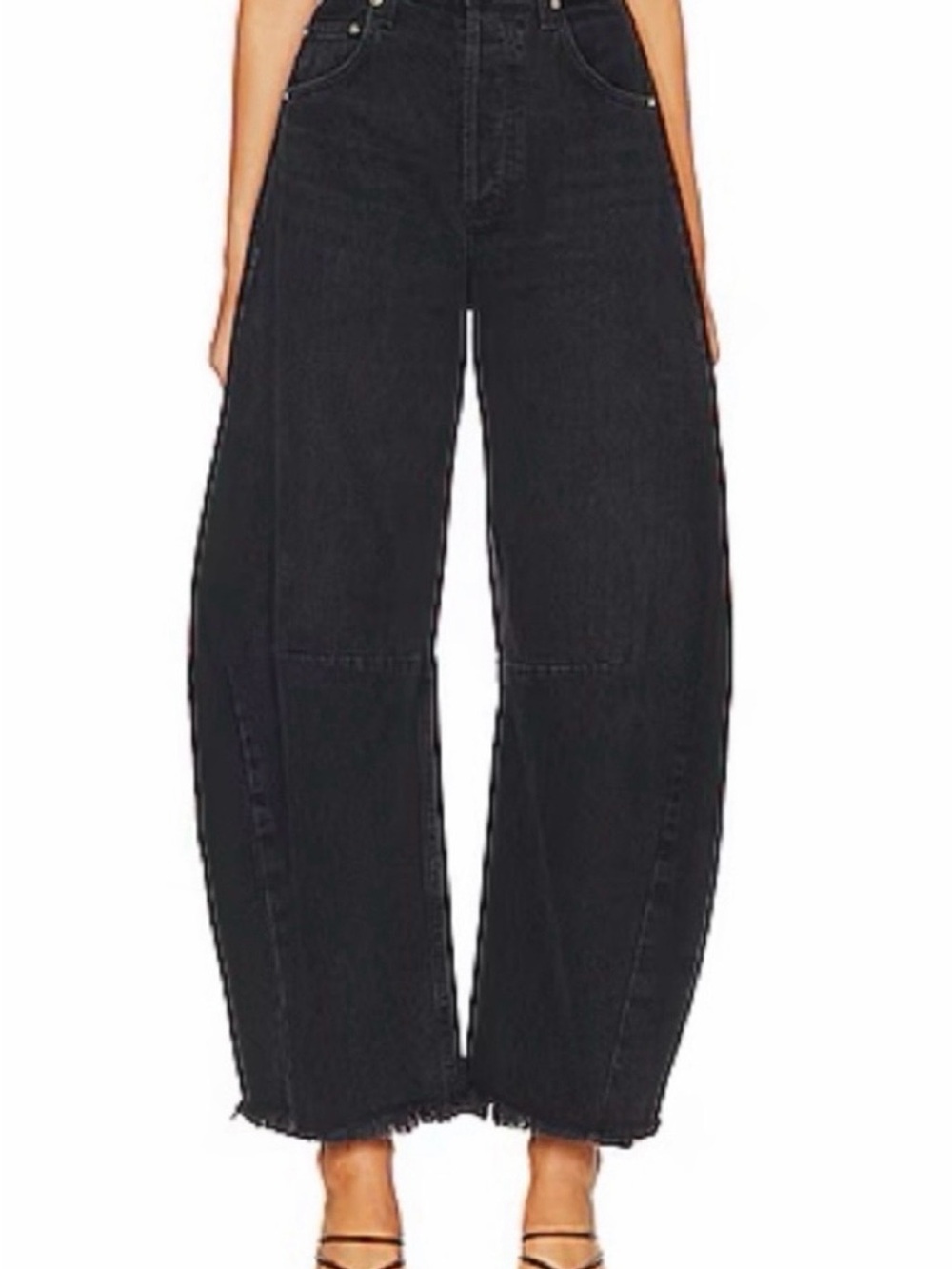 High-Waist Black Barrel Jeans